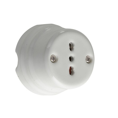 Kabely, šňůry - FAN I-CLAY-PRESA Příslušenství – porcelánová dvouvývodková zásuvka Clay, bílá, 6,5 x 3,7 cm - FANEUROPE - foto 1