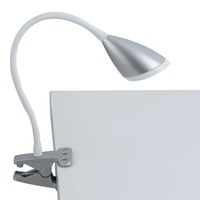 Stolní lampy dekorační - FAN LEDT-HEGEL-SILVER Stolní lampa LAMPADA DA LETTURA LED HEGEL stříbrná s klipem 3,7 W 450 lm 4000 K 9,5x33 cm - FANEUROPE