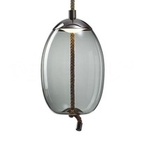 Dekorativní - BRO PC01018_004 Knot Uovo, závěsné svítidlo, šedé kouřové sklo lesklé / černý chrom, 14W LED 2700K stmívatelné, prům.30cm - BROKIS C