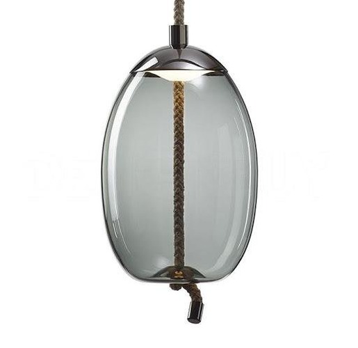 Dekorativní - BRO PC01018_004 Knot Uovo, závěsné svítidlo, šedé kouřové sklo lesklé / černý chrom, 14W LED 2700K stmívatelné, prům.30cm - BROKIS C - foto 1