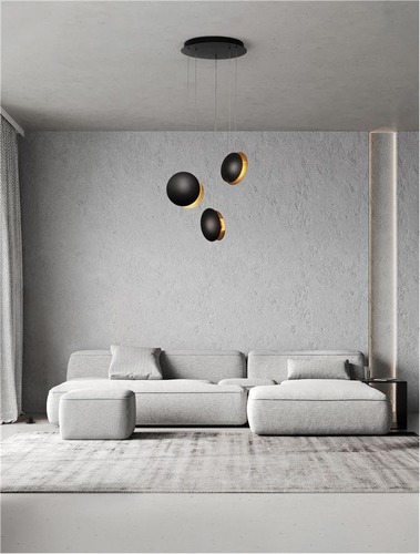 Vícečetná - NV 9695249 Závěsné svítidlo SHELL černá a zlatý hliník a železo LED 21W 3000K - NOVA LUCE - foto 1