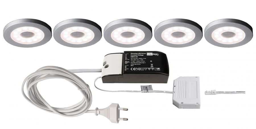 Přisazená - IMPR 620009 Deko-Light nábytkové přisazené svítidlo Paty kulaté 5ks sada 220-240V AC/50-60Hz 2,50 W 3000 K 185 lm stříbrnášedá RAL 7001 - foto 1