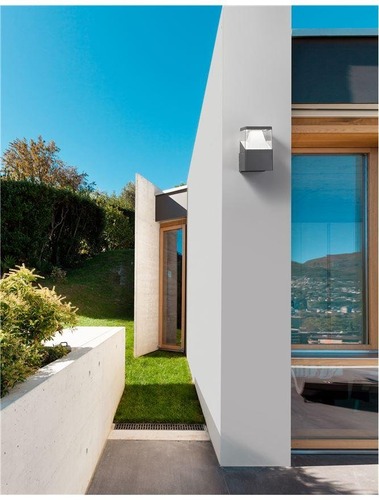 Nástěnná - NV 813101 Venkovní nástěnné svítidlo LOCK hliník tmavě šedá bílý a čirý akrylový difuzor LED 12W 220-240V 45st. IP54 3000K nebo 4000K - NOVA LUCE - foto 1