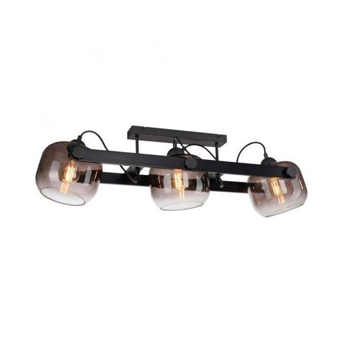 Dekorativní - LD 15755-18 CUP 2.0 stropní svítidlo černé 3 ramenné dřevo kouřové sklo nastavitelná výška - JUST LIGHT - foto 1
