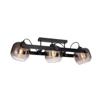Dekorativní - LD 15755-18 CUP 2.0 stropní svítidlo černé 3 ramenné dřevo kouřové sklo nastavitelná výška - JUST LIGHT