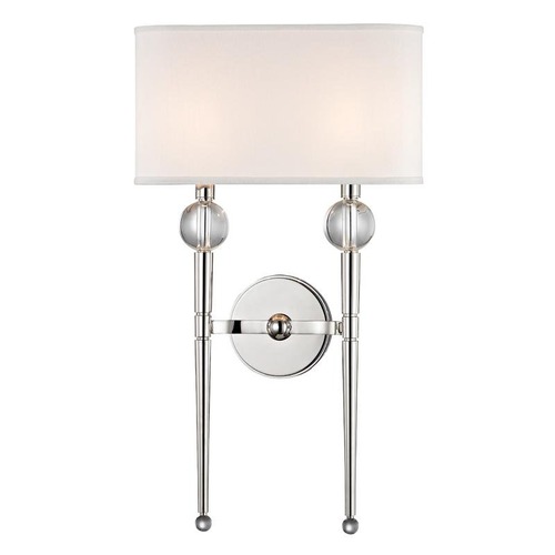 Dekorativní - HVLG 8422-PN-CE Nástěnné svítidlo ROCKLAND ocel/hedvábí nikl/bílá E14 2x60W - HUDSON VALLEY - foto 1