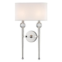 Dekorativní - HVLG 8422-PN-CE Nástěnné svítidlo ROCKLAND ocel/hedvábí nikl/bílá E14 2x60W - HUDSON VALLEY