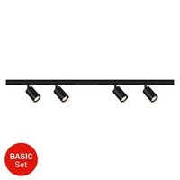Lištové Briloner 230V - BRILO 8000045 Startovací sada lištový systém 150cm – 2x 230V lišta 1-fázová, 4 spoty GU10, černá - BRILO