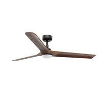 Ventilátory - FARO 33809-1TW HEYWOOD L LED stropní ventilátor, černá/tmavé dřevo s DC motorem - FARO