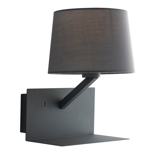 Dekorativní - FAN I-CIAK-AP GR Nástěnné svítidlo Ciak, šedé, s USB 2 A, 1 x E27, 23 x 22,5 x 31 cm - FANEUROPE - foto 1