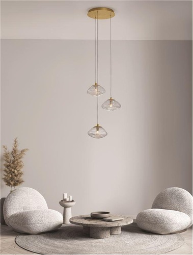 Vícečetná - NV 9006048 Závěsné svítidlo KING mosazný zlatý kov foukané čiré sklo G9 3x5W 230V IP20 bez žárovky - NOVA LUCE - foto 1