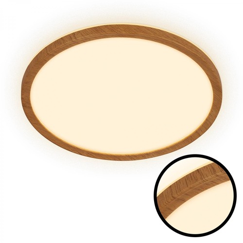 Kruhová - BRILO 7450314 Tava Wood LED stropní svítidlo, přímé a nepřímé osvětlení, ploché, imitace dřeva, kruhové 29 cm - BRILO - foto 1