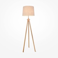 Stojací lampy - M Z177-FL-01-BR Stojací lampa Calvin E27 60W béžová kov/dřevo/bavlna moderní - MAYTONI