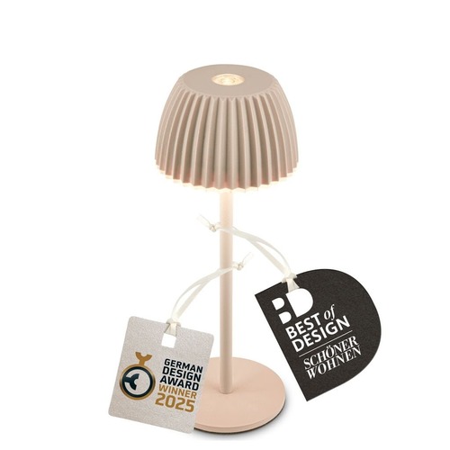 Stolní lampy dekorační - BRILO 7581011 Riffle Nano stolní lampička - 1,5W, 130lm, nabíjecí, LED, stmívatelné, dotykový vypínač, German design Award Winner 2025, béžová - BRILO - foto 1