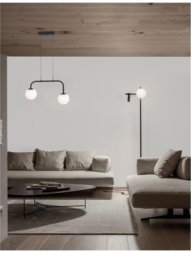 Podélná - NV 9919602 Závěsné svítidlo JOLINE černý kov a hliník bílé opálové sklo LED 16W 240V 3200K IP20 - NOVA LUCE - foto 1