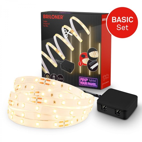 Dekorační - BRI 8018147 Startovací sada On/Off LED pásek pro nástěnné panely – 260cm, vypínač, vč. rozbočovače - BRILONER - foto 1