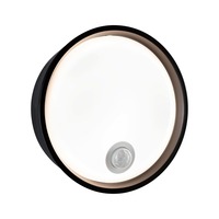 Nástěnná - P 94698 LED venkovní nástěnné svítidlo Platomo pohybové čidlo IP44 kruhové 180mm 3000K 14,5W 230V černá umělá hmota - PAULMANN