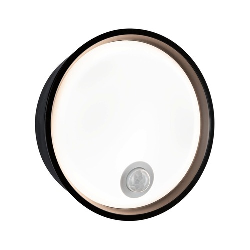 Nástěnná - P 94698 LED venkovní nástěnné svítidlo Platomo pohybové čidlo IP44 kruhové 180mm 3000K 14,5W 230V černá umělá hmota - PAULMANN - foto 1