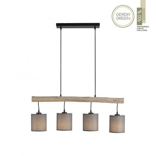 Podélná - LD 15783-29 GREEN TRIB LED závěsné svítidlo přírodní dřevo 1 ramenné látkové stínidlo venkovský design do interiéru - LEUCHTEN DIREKT / JUST LIGHT - foto 1