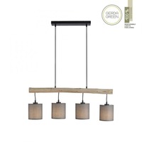 Podélná - LD 15783-29 GREEN TRIB LED závěsné svítidlo přírodní dřevo 1 ramenné látkové stínidlo venkovský design do interiéru - LEUCHTEN DIREKT / JUST LIGHT