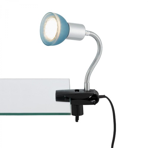 Stolní lampy s klipem - BRI 2989-010P Ukončená výroba  Flexibilní svítidlo se svorkou 34 cm 1xGU10 3W 250lm titan-modrá - BRILONER - foto 1