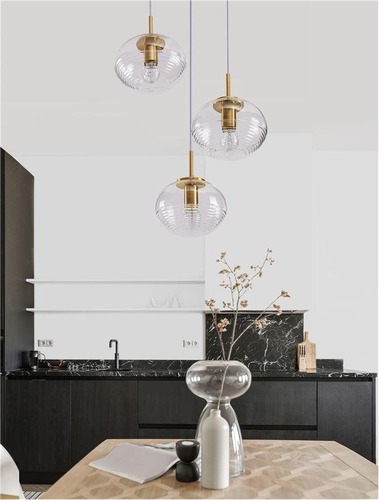 Vícečetná - NV 9236755 Závěsné svítidlo MAEVE čiré sklo bílý kabel mosazný zlatý kov E27 3x12W 230V IP20 bez žárovky - NOVA LUCE - foto 1
