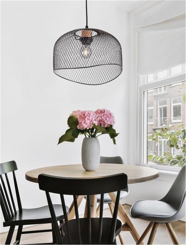 Polokoule - NV 9555803 Závěsné svítidlo LYRON matný černý kov přírodní dřevo E27 1x12W 230V IP20 bez žárovky - NOVA LUCE - foto 1