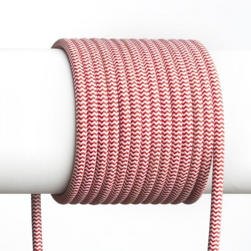 Kabely, šňůry - RED R12227 FIT textilní kabel 3X0,75 1bm červená/bílá - RED - DESIGN RENDL - foto 1