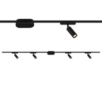 Lištové Briloner 48V - BRILO 8025045 Startovací sada lištový systém nízké napětí 200 cm, 2x 48V lišta, 4 LED spoty, s trafem, černá - BRILO