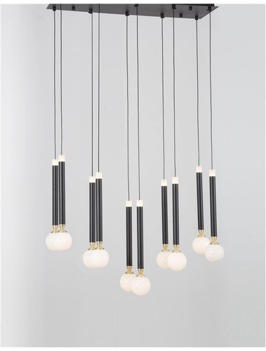 Podélná - NV 9157910 Závěsné svítidlo CAYO opálové sklo a akryl mosaz a černý hliník LED 50W 230V 3000K IP20 - NOVA LUCE - foto 1