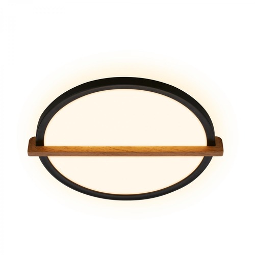 Kruhová - BRI 3844015 BRILONER Remsa LED stropní svítidlo, dekor dřeva, přímé a nepřímé osvětlení, oválné 31,5x29 cm, černá/dřevo 3844015 - foto 1