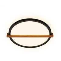 Kruhová - BRI 3844015 Remsa LED stropní svítidlo, dekor dřeva, přímé a nepřímé osvětlení, oválné 31,5x29 cm, černá/dřevo - BRILONER
