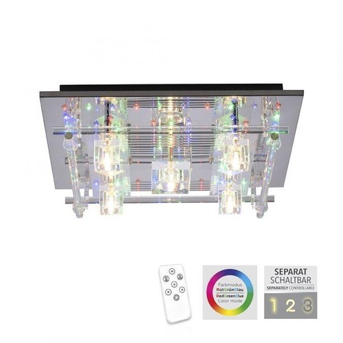 Hranatá - LD 51365-17 KEMAL2.0 LED stropní svítidlo KEMAL 2.0, křišťálové sklo, chrom, teplá bílá, dálkový ovladač RGB+3000K - LEUCHTEN DIREKT / JUST LIGHT - foto 1