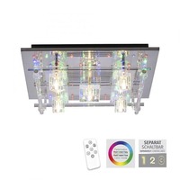 Hranatá - LD 51365-17 KEMAL2.0 LED stropní svítidlo KEMAL 2.0, křišťálové sklo, chrom, teplá bílá, dálkový ovladač RGB+3000K - LEUCHTEN DIREKT / JUST LIGHT