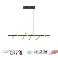 Podélná - LD 19113-68 EMANDA LED závěsné svítidlo černé mosaz nastavitelná výška Comfort Lift krokově stmívatelné 3000K - JUST LIGHT