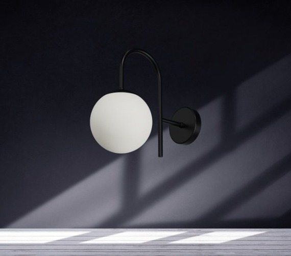 S ramenem - OS ANC40001 Nástěnné svítidlo ANCHA 1 triplex opál 1x E27 25W IP40 černá IN-12LN/092 C* - OSMONT - foto 1