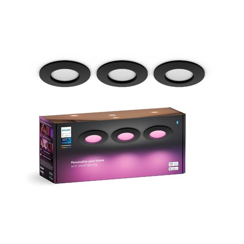 Koupelnová - PH 8720169264793 Hue WCA Slim zápustné svítidlo 3x LED 8,3W 790lm 2200-6500K RGB CRI80 9cm kulaté IP44, černé - PHILIPS - foto 1