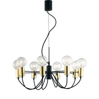 Dekorativní - FAN I-AXON-S8 Závěsné svítidlo Axon, černé/zlaté, 8 x E27, 66 x 143 cm - FANEUROPE