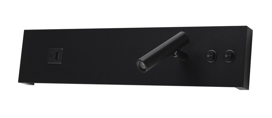 LED nástěnné svítidla - LED nástěnné svítidlo 11W IP20 s ON / OFF - Switch + USB Black 3000K - foto 1