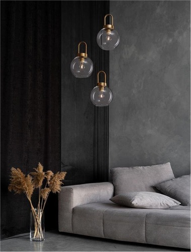 Vícečetná - NV 9241190 Závěsné svítidlo IRVINE čiré sklo černý kabel mosazný zlatý kov E27 3x12W 230V IP20 bez žárovky - NOVA LUCE - foto 1