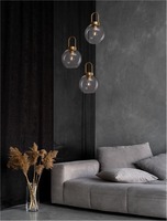 Vícečetná - NV 9241190 Závěsné svítidlo IRVINE čiré sklo černý kabel mosazný zlatý kov E27 3x12W 230V IP20 bez žárovky - NOVA LUCE