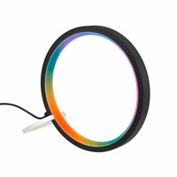 Stolní lampy dekorační - BRILO 7666015 BRILONER Ring stolní lampička - 3W, LED, stmívatelné, dálkový ovladač, RGBIC, černá 7666015