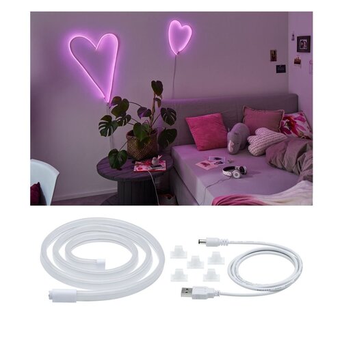 Dekorační - P 70561 Neon Colorflex USB Strip růžová 1m 4,5W 5V růžová/bílá umělá hmota - PAULMANN - foto 1