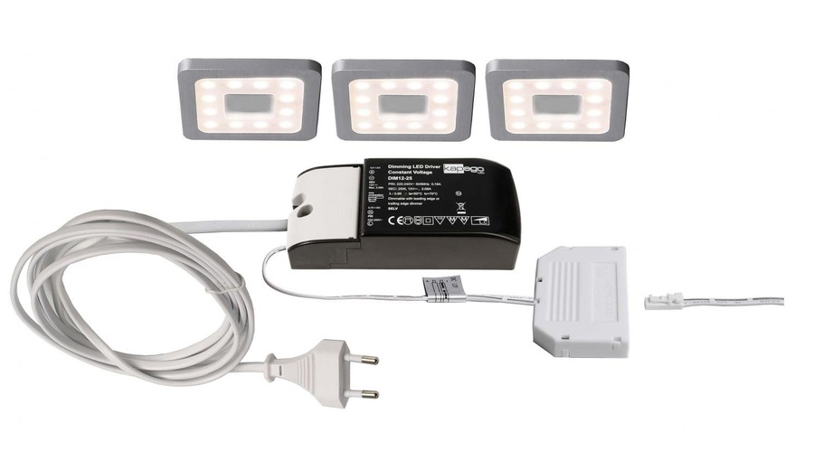 Přisazená - IMPR 620010 Deko-Light nábytkové přisazené svítidlo Paty hranaté 3ks sada 220-240V AC/50-60Hz 2,50 W 3000 K 160 lm 50 stříbrnášedá RAL 7001 - foto 1