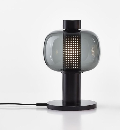 Stolní lampy dekorační - BRO PC01164_011 Stolní lampa BONBORI SMALL 418mm šedá kouřová transparentní / černý matný komaxit / kabel černý - BROKIS A - foto 1