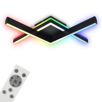 Dekorativní - BRILO 3739-015 RGB CCT LED stropní svítidlo, 64,5cm, 20 W, 1800 lm, černá - BRILO