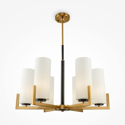 Dekorativní - M MOD089PL-06BS Lustr Fortano E27 6x40W bílá mosaz kov/sklo - MAYTONI - foto 1