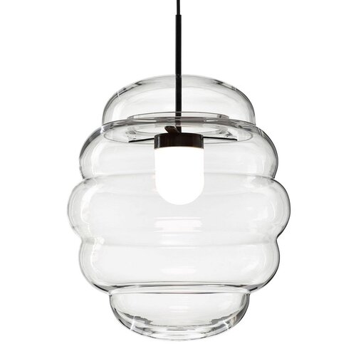 Dekorativní - BOMMA 1/80/95240/1/00000/450/A/2,5 Závěsné svítidlo Blimp střední 45cm kabel 2,5m lakovaná ocel černá + foukané sklo čiré - BOMMA - foto 1