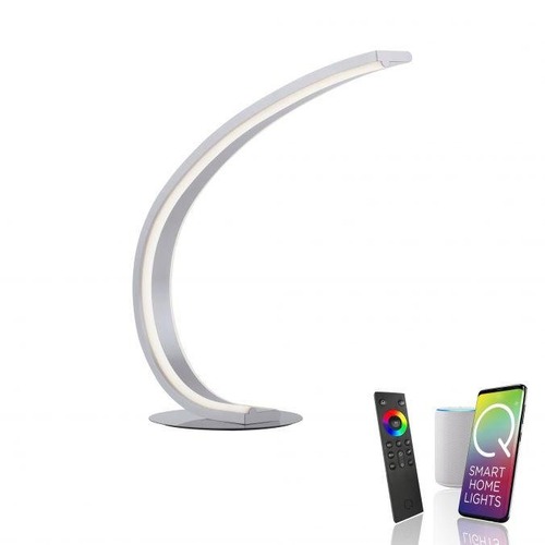 Stolní lampy dekorační - PN 4425-55 Q-VITO LED stolní lampa v barvě oceli v zakřiveném designu s nastavitelnou barvou světla Smart Home ZigBee 2700-5000K - PAUL NEUHAUS - foto 1