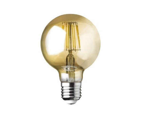 E27 - WO 5140 VÝPRODEJ - LED žárovka G80 E27 stmívatelná 6W 680lm 2700K čirá / medová - WOFI - foto 1